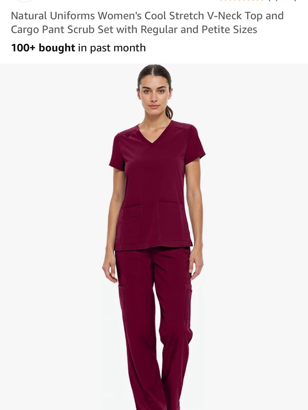 Natural Uniforms Burgundy Scrub Set Small Regular NWOT